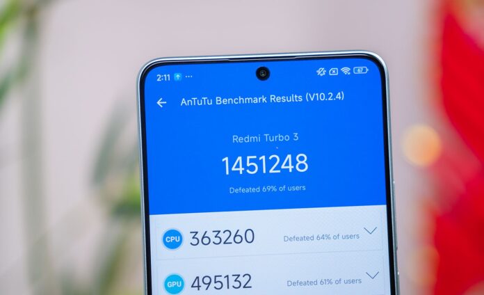 Điểm số Antutu của Redmi Turbo 3 (Ảnh: Internet)