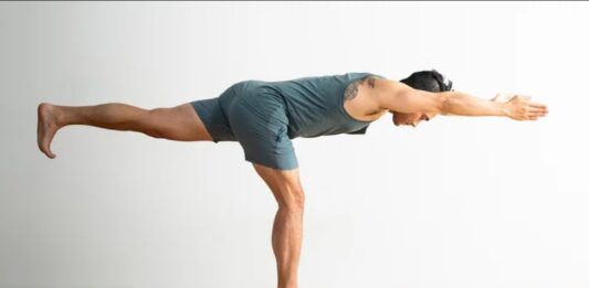 Virabhadrasana III (Chiến binh III với chân đứng cong) (Ảnh: Internet)