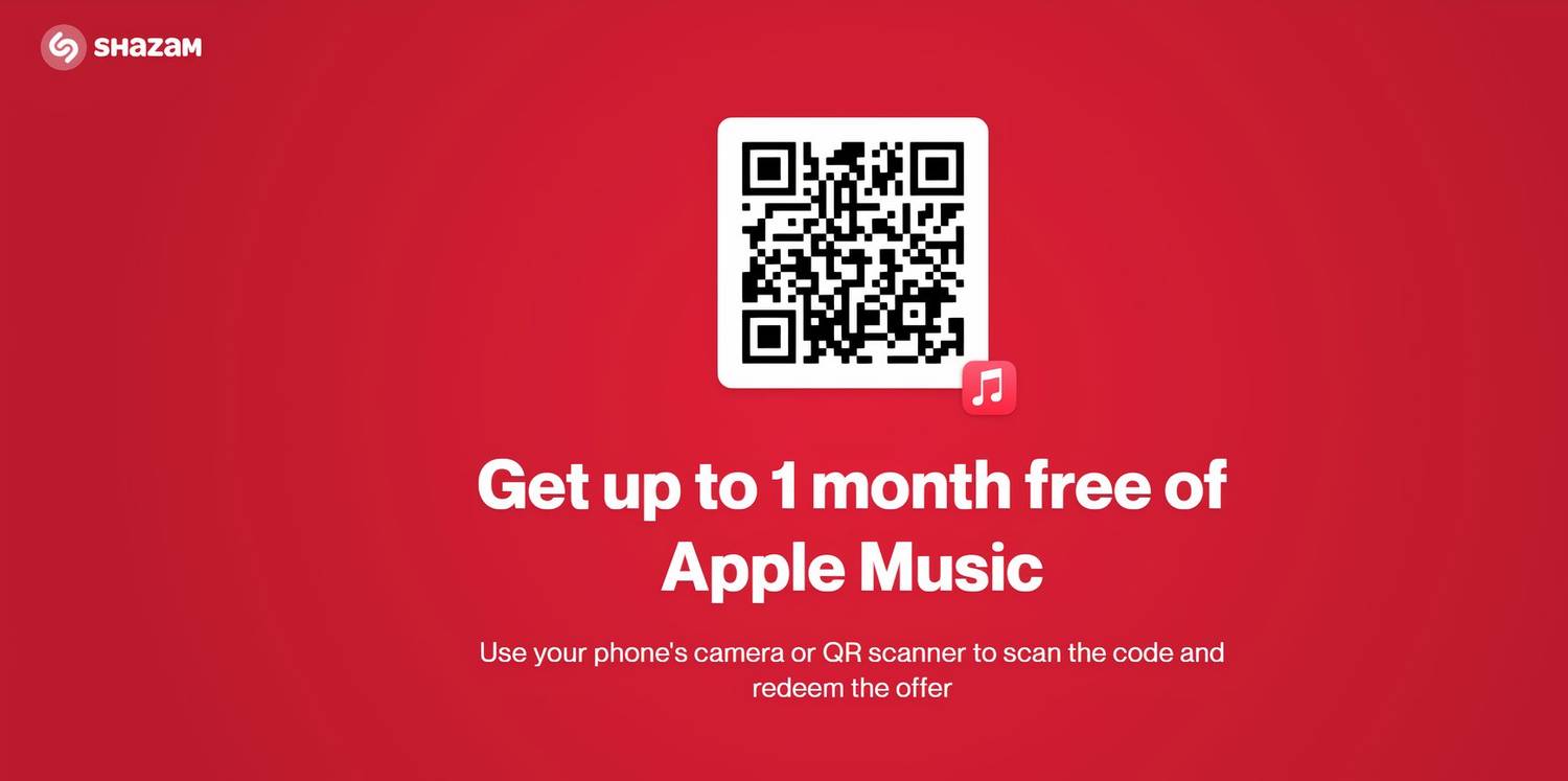 Shazam ưu đãi dùng thử miễn phí Apple Music trong 1 tháng (Ảnh: Internet)