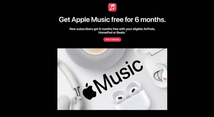 Ưu đãi sử dụng Apple Music miễn phí 6 tháng (Ảnh: Internet)