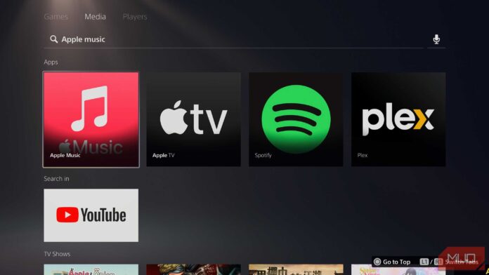 Ứng dụng Apple Music trên máy PS5 (Ảnh: Internet)