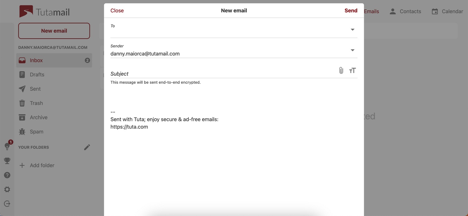 Tạo email thủ công trong Tuta Mail (Ảnh: Internet)