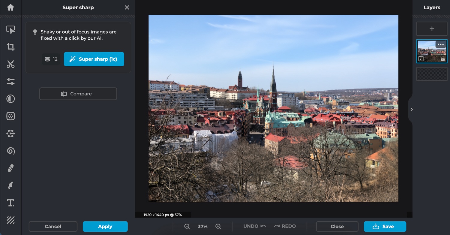 Tăng cường hình ảnh bằng siêu sắc nét trong Pixlr (Ảnh: Internet)