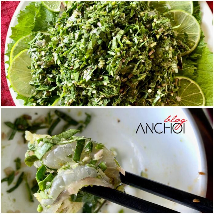 Món gỏi tôm Thái Lan tại nhà hàng Thiên Hỷ (nguồn: BlogAnChoi)