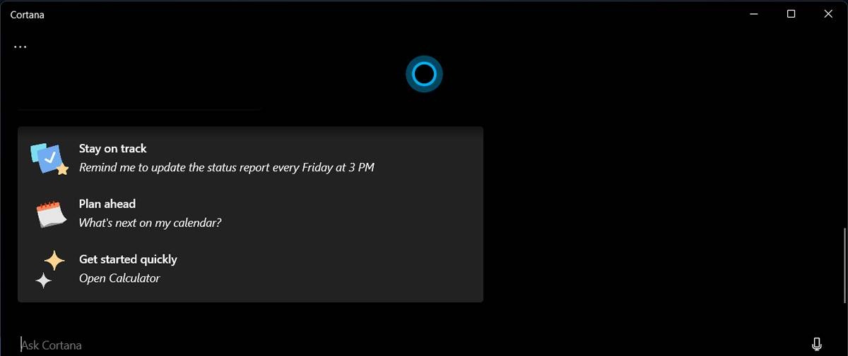 Trợ lý ảo Cortana trong Windows 11 (Ảnh: Internet)