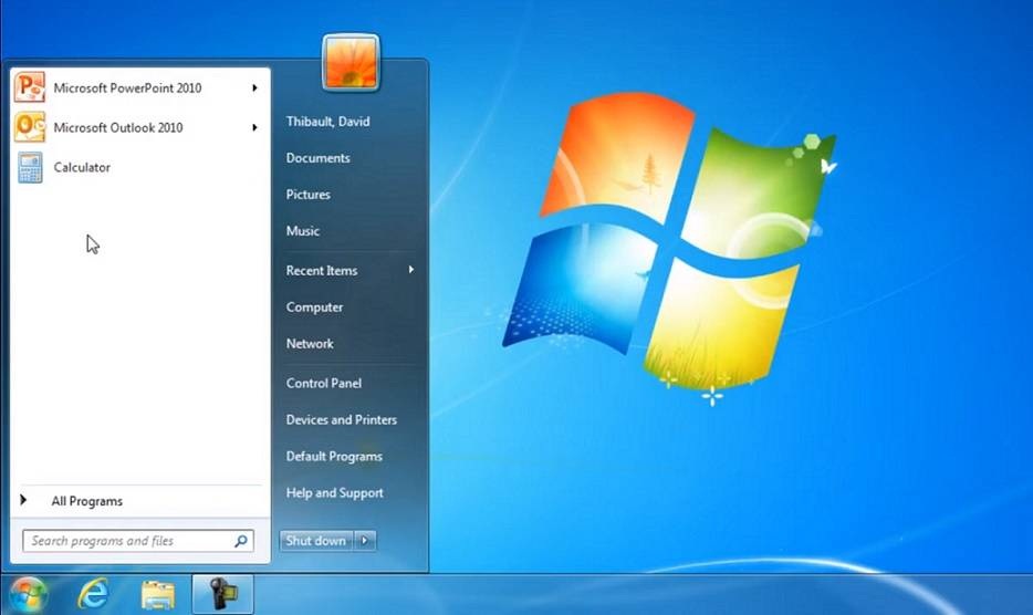 Menu Start trong Windows 7 (Ảnh: Internet)