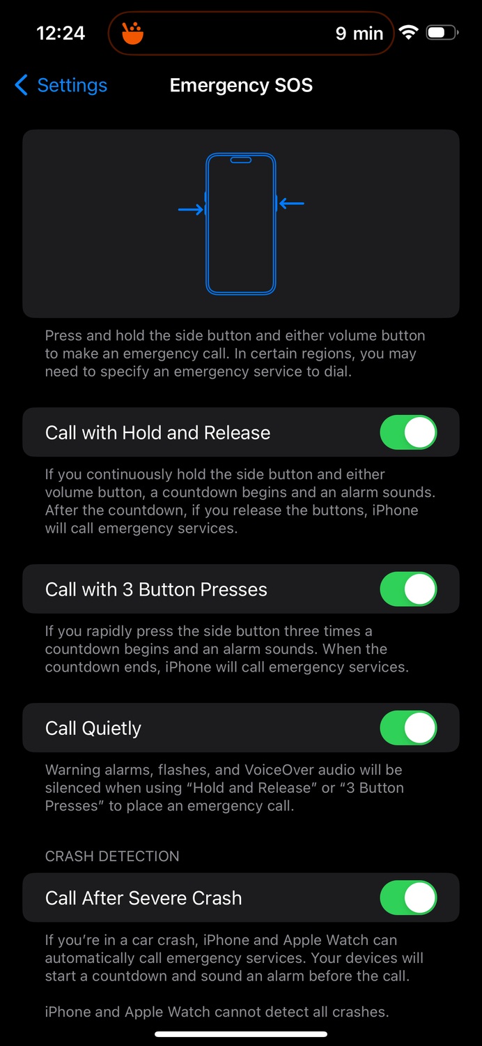 Bật tính năng SOS khẩn cấp trên iPhone (Ảnh: Internet)