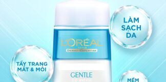 Nước tẩy trang mắt và môi L Oreal Paris Gentle Care giúp lám sạch da nhưng vẫn giữ được độ ẩm tự nhiên (Ảnh: Internet)