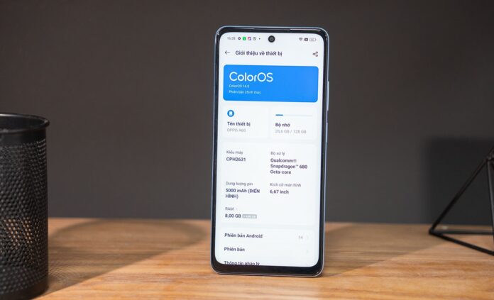 OPPO A60 sử dụng hệ điều hành Android 14 khá mới mẻ (Ảnh: Internet)
