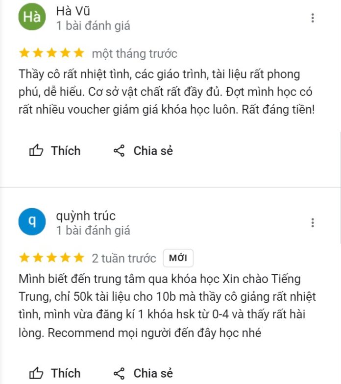 Đánh giá của học viên