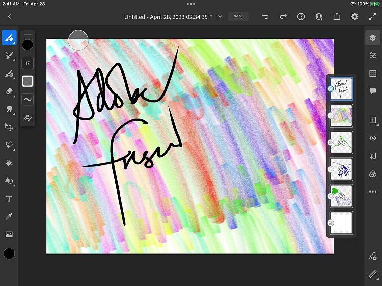 Ứng dụng Adobe Fresco trên màn hình iPad (Ảnh: Internet)