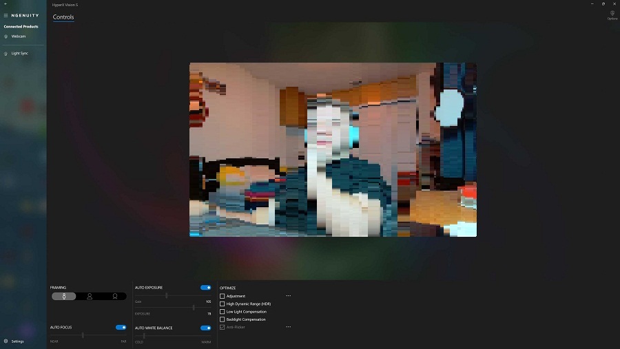 Phần mềm tùy chỉnh Ngenuity của webcam HyperX Vision S (Ảnh: Internet)