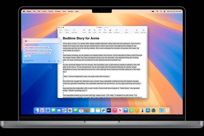 MacBook xử lý Pages với tính năng thông minh Apple Intelligence (Ảnh: Internet)