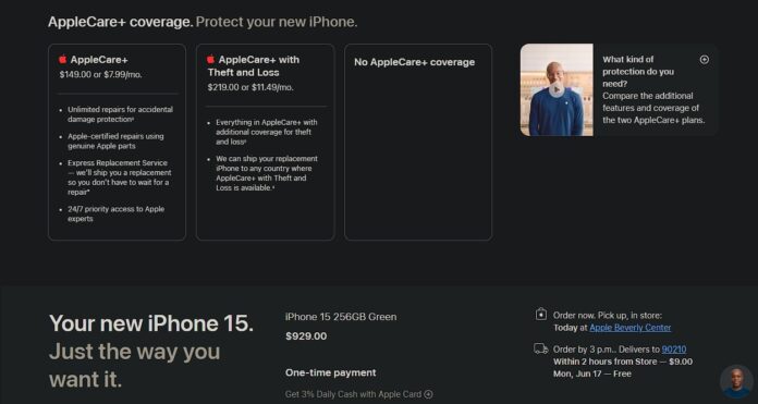 Tùy chọn bảo hiểm AppleCare+ cho iPhone (Ảnh: Internet)