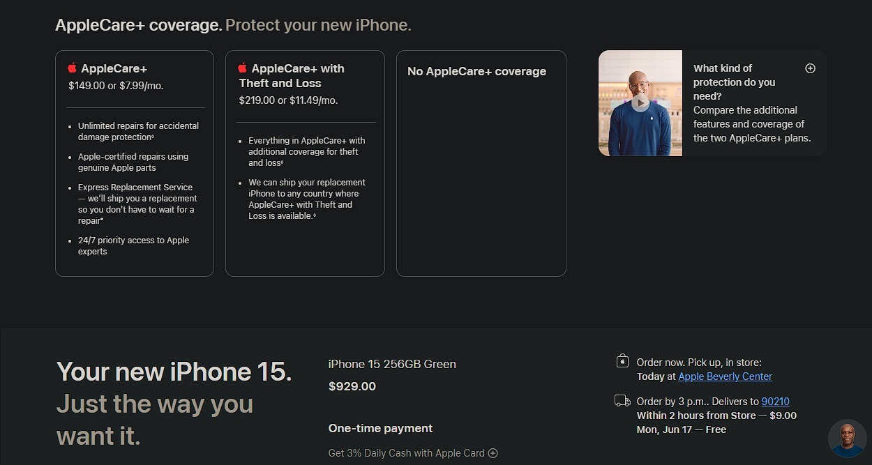 Tùy chọn bảo hiểm AppleCare+ cho iPhone (Ảnh: Internet)