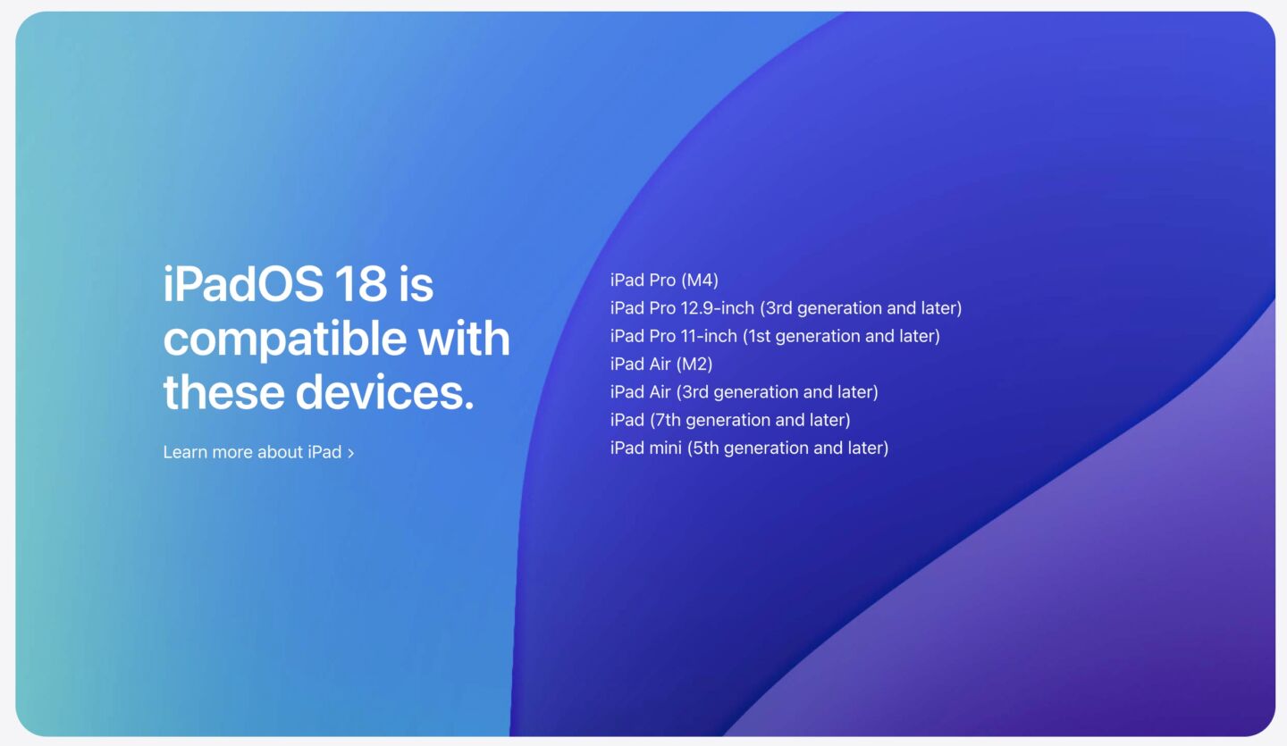 Danh sách cập nhật iOS 18 dành cho iPad (Ảnh: Internet)