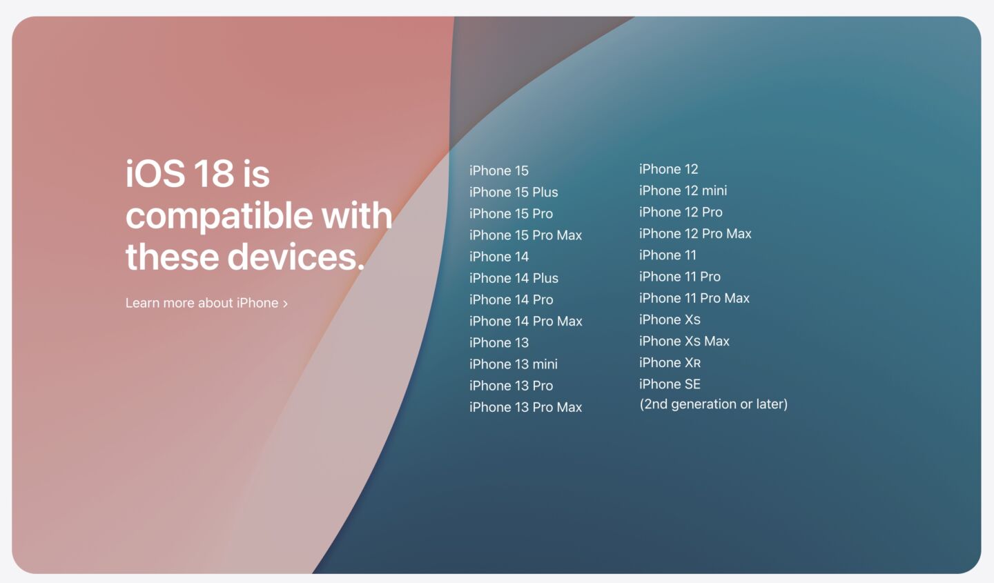 Danh sách iPhone được cập nhật iOS 18 (Ảnh: Internet)