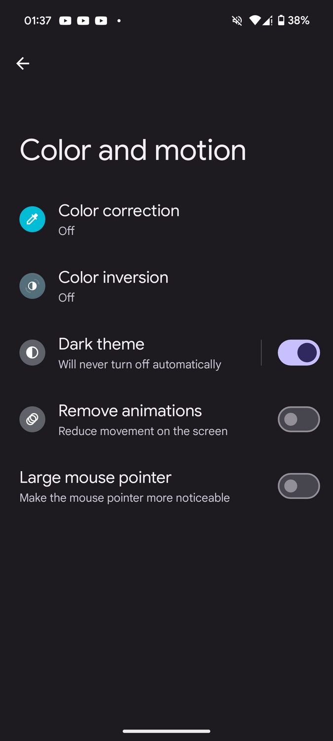 Các tính năng điều chỉnh màu sắc của điện thoại Android (Ảnh: Internet)
