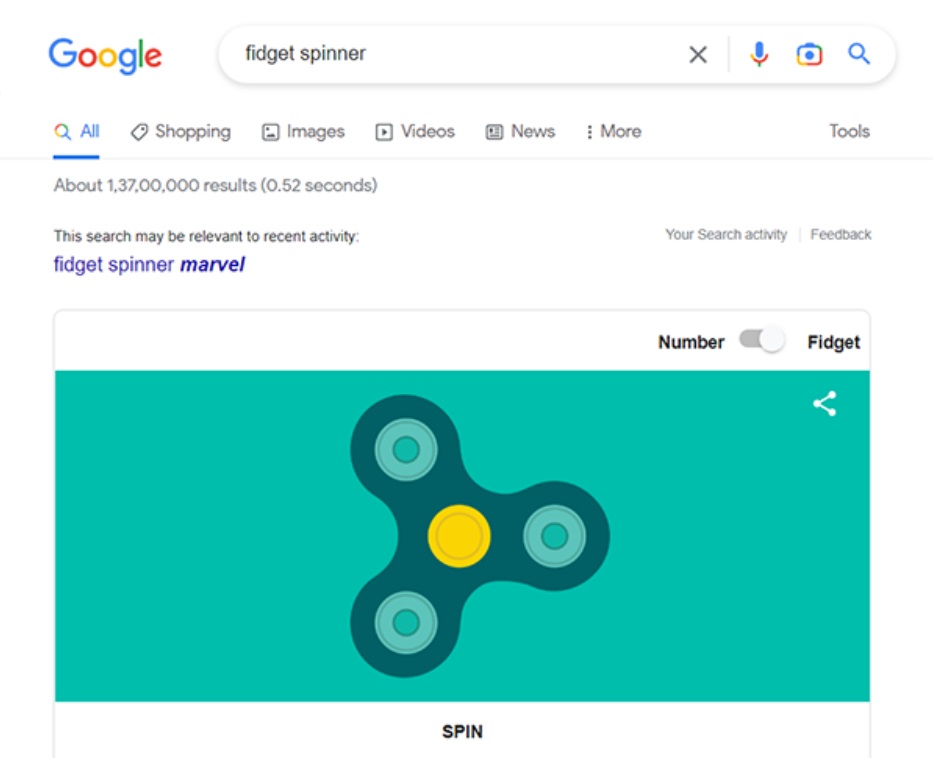 Fidget Spinner trên Google
