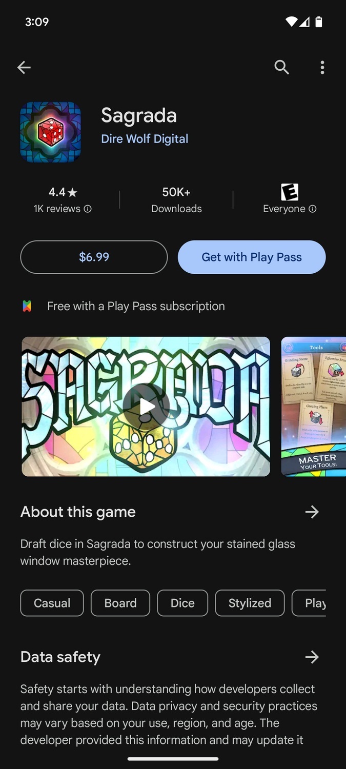 Tùy chọn chơi game Sagrada với Google Play Pass (Ảnh: Internet)