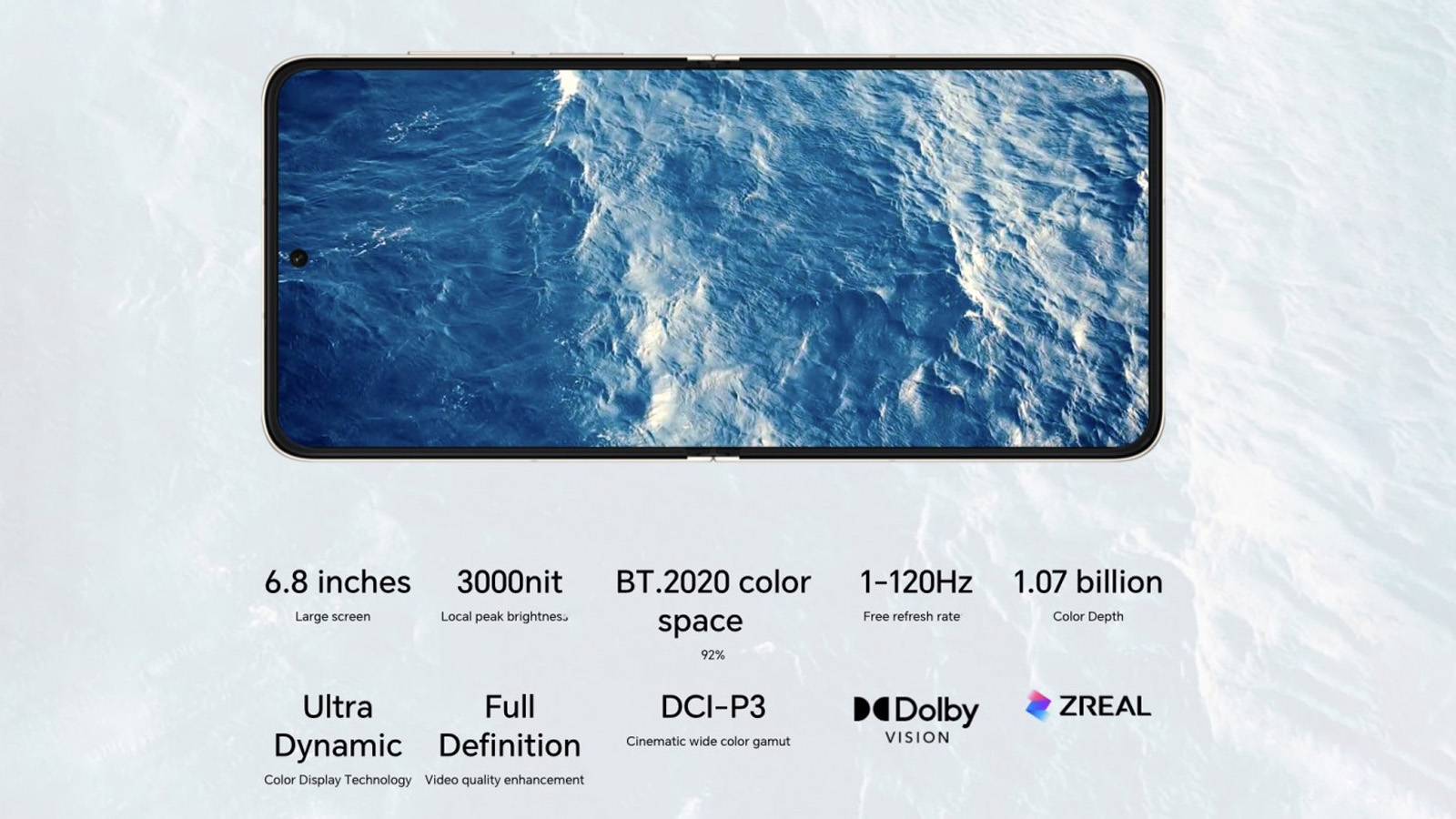 HONOR Magic V Flip còn sở hữu màn hình chính OLED 6.8 inch, độ phân giải Full HD+, tần số quét 120Hz, độ sáng 3.000 nits và hỗ trợ Dolby Vision, mang đến chất lượng hình ảnh sống động, sắc nét cho mọi nhu cầu giải trí (Ảnh: Internet)