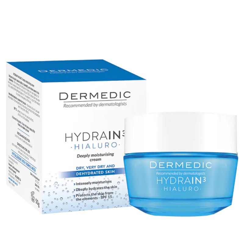 Thiết kế, bao bì của kem dưỡng Dermedic Hydrain3 Hialuro Cream Gel Ultra Hydrating (Nguồn: Internet)