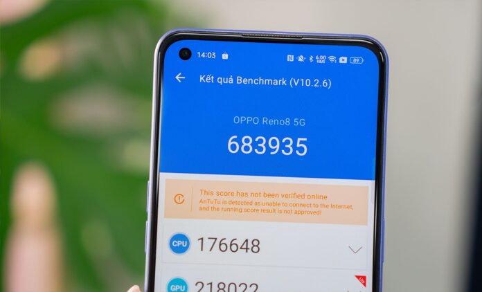 OPPO Reno8 5G đạt số điểm 683.000 điểm Antutu (Ảnh: Internet)