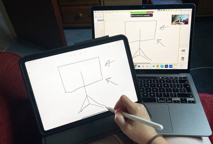 Tính năng chia sẻ màn hình trên iPad và MacBook khi sử dụng Zoom (Ảnh: Internet)