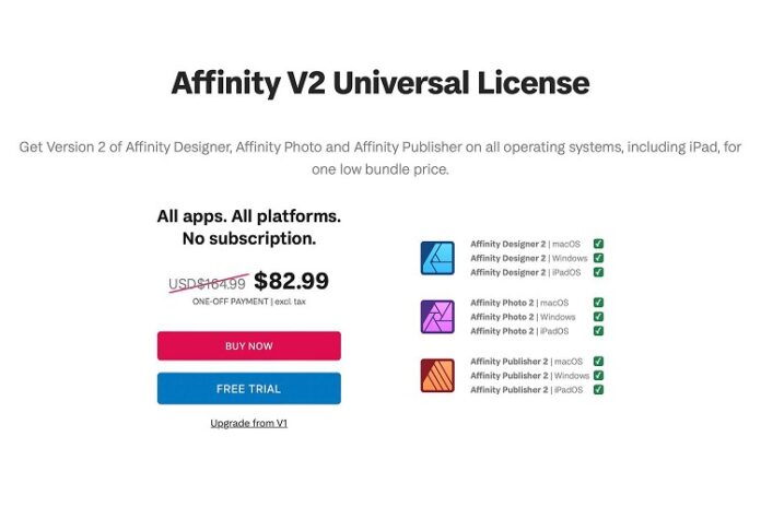 Giấy phép sử dụng Affinity đang được giảm giá (Ảnh: Internet)