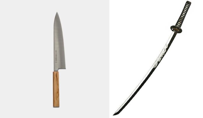 Không nên đặt dao, kiếm, đồ vật sắc nhọn ở đầu giường ngủ (Nguồn: Internet)