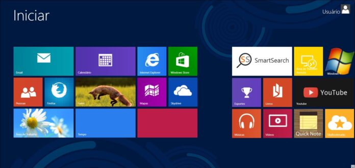 Màn hình chính của Windows 8 hiển thị giao diện kiểu lát gạch (Ảnh: Internet)