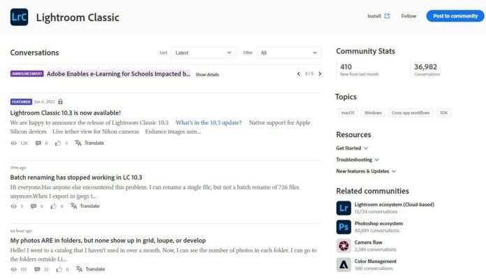 Diễn đàn Lightroom Classic (Ảnh: Internet)
