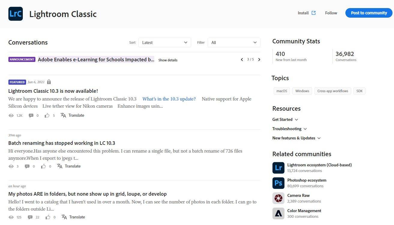 Diễn đàn Lightroom Classic (Ảnh: Internet)