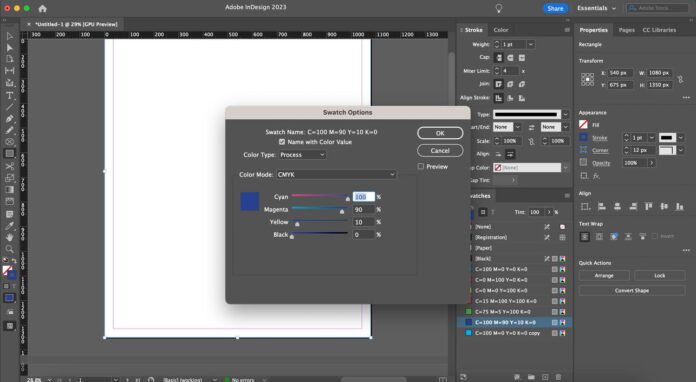 Tùy chỉnh màu sắc trong thiết kế đồ họa với ứng dụng InDesign (Ảnh: Internet)