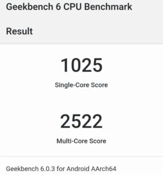 Kết quả phép đo hiệu suất Geekbench 6 của điện thoại Galaxy A34 5G (Ảnh: Internet)