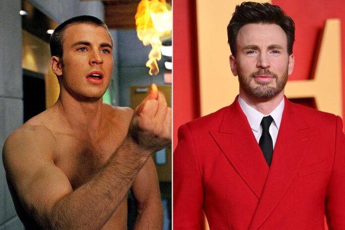 Diễn viên Chris Evans năm 2005(trái) và 2024(Ảnh: Internet)