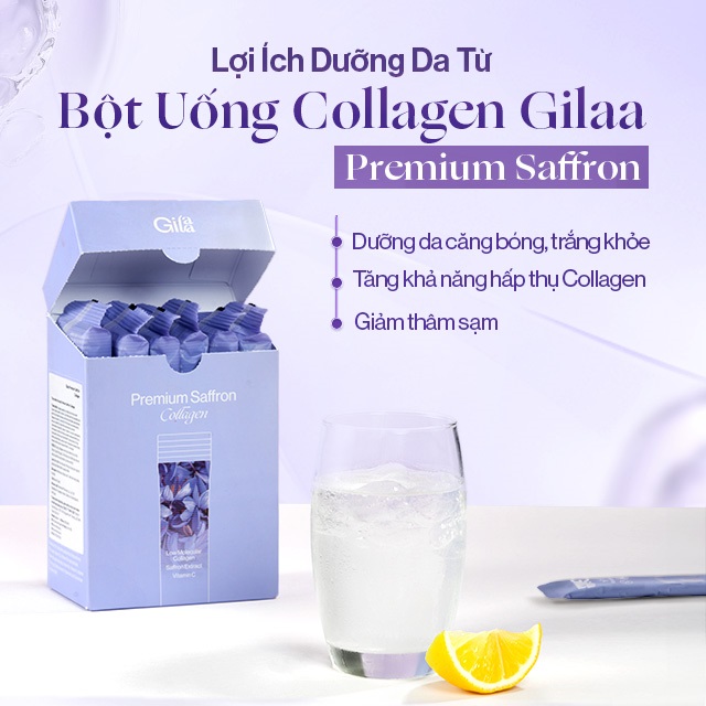 Bột Uống Collagen Saffron Gilaa đem lại nhiều lợi ích cho sức khỏe làn da tuổi 22.