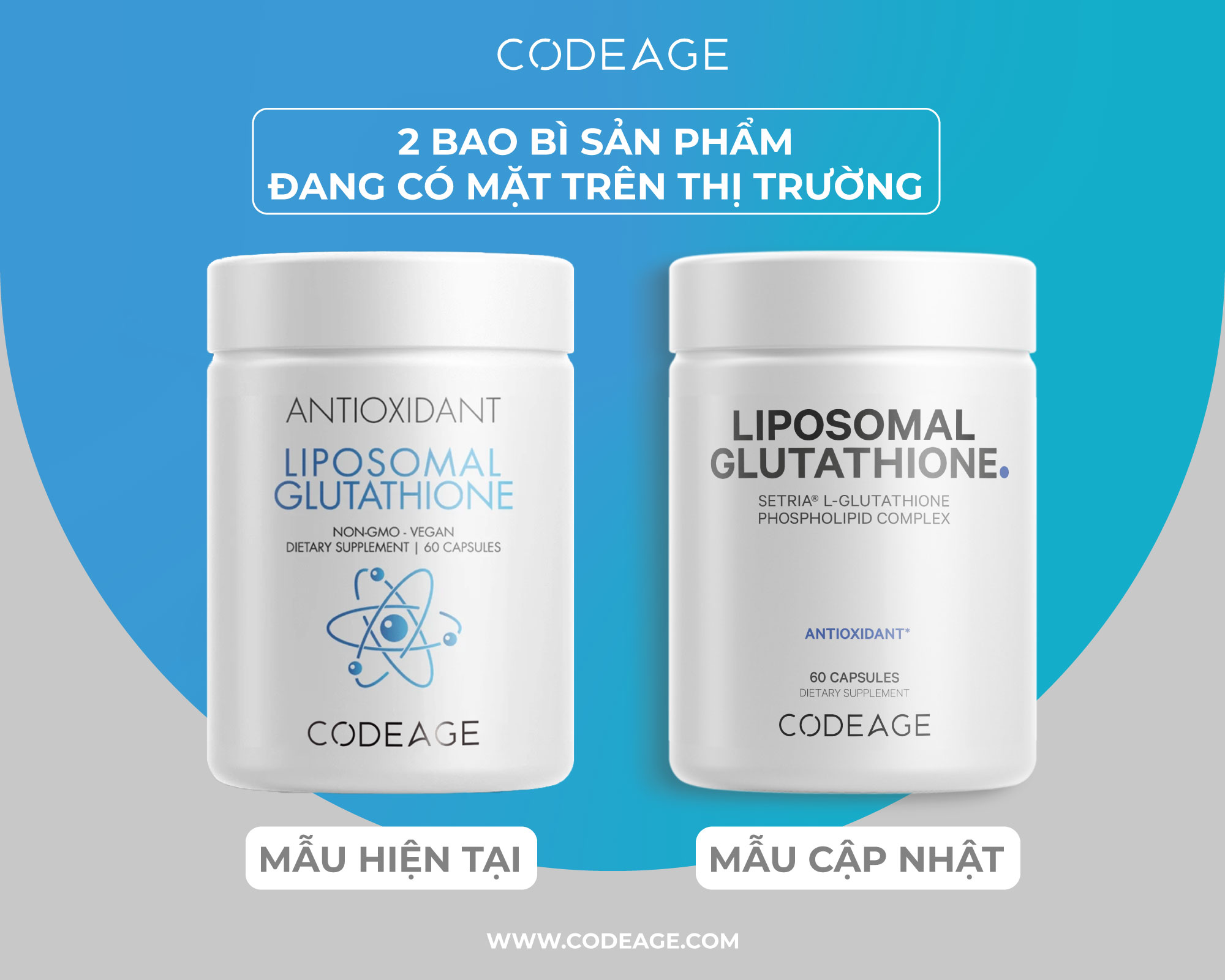 Hai loại bao bì đang xuất hiện trên thị trường của sản phẩm Liposomal Glutathione (Nguồn: Internet)