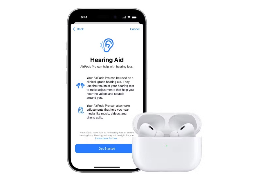 Tai nghe AirPods Pro cùng với tính năng trợ thính được hiển thị trên iPhone (Ảnh: Internet)