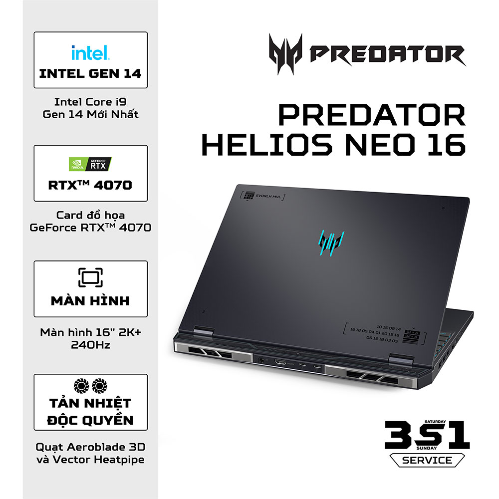 Thông số cấu hình cơ bản của chiếc laptop Acer Predator Helios Neo 16 (Nguồn: Internet)