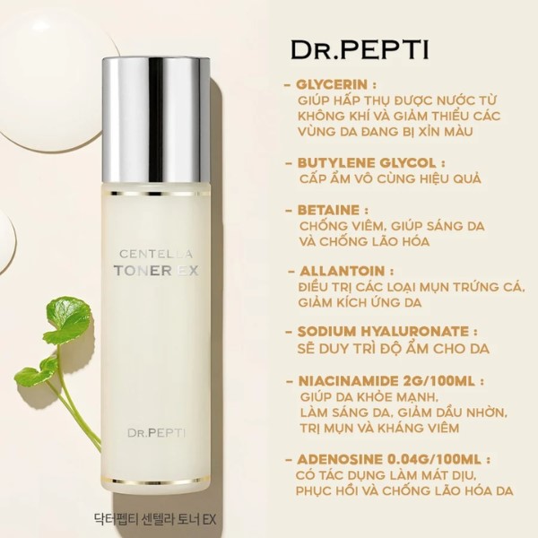 Toner Dr.Pepti Centella Toner EX New 180ml (Nguồn: Internet)