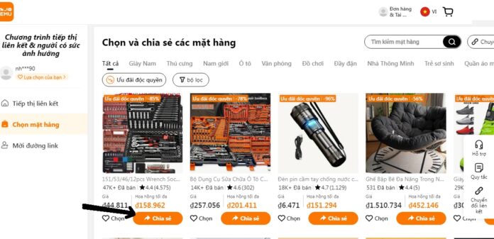 Nhấn nút để lấy link chia sẻ sản phẩm (Ảnh: BlogAnChoi)