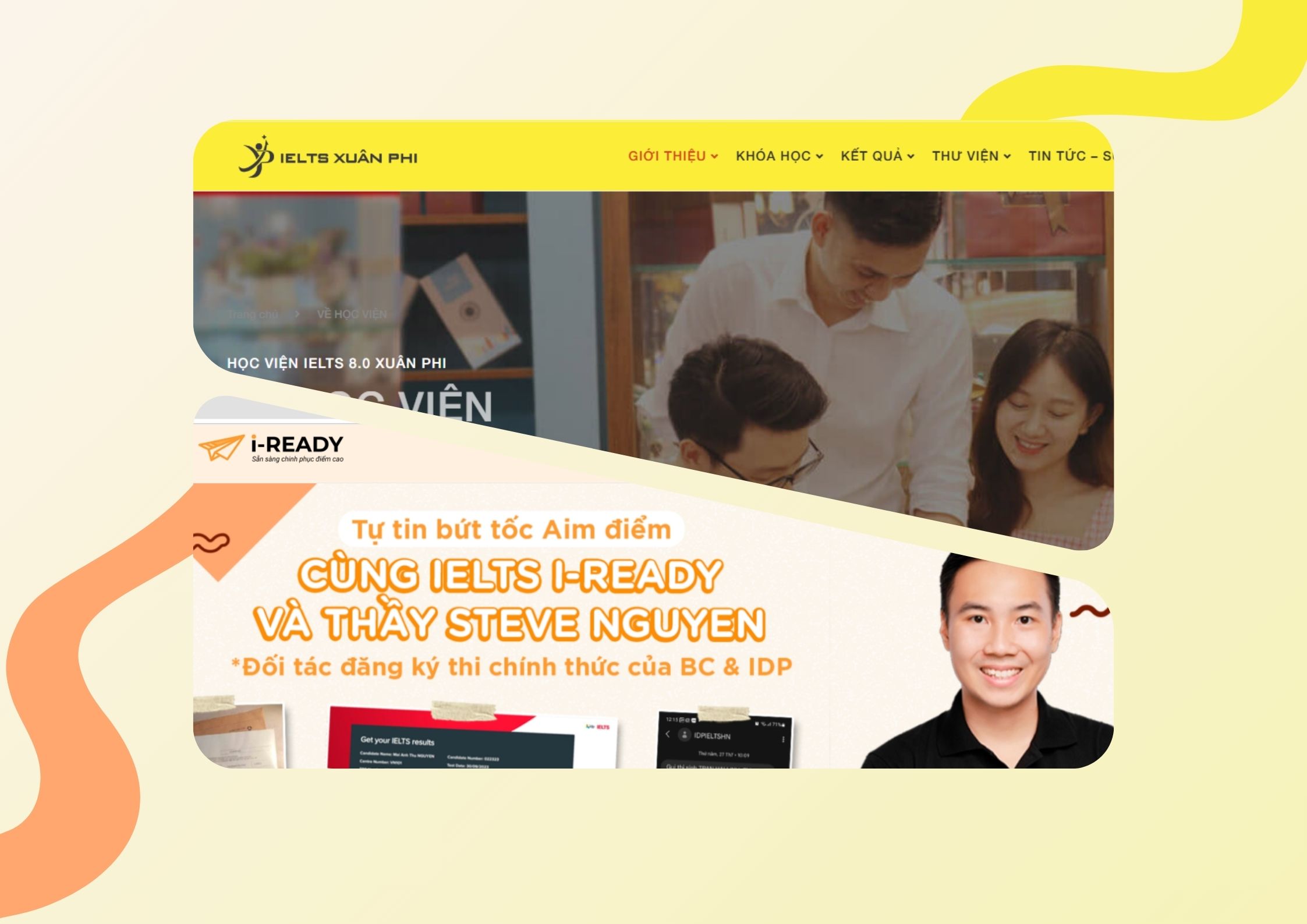 Hai website "IELTS Xuân Phi" và "I-ready" (Nguồn: hlisheng)