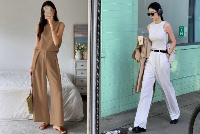 Khi kết hợp với quần ống rộng, áo tank top tạo nên một set đồ hoàn hảo, vừa thời trang, vừa thoải mái, lại vô cùng quyến rũ (Nguồn: Internet)