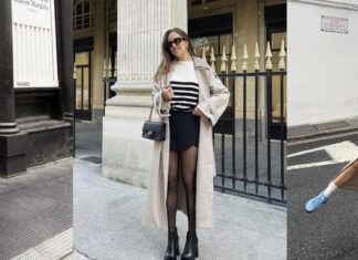 Áo trench coat phối với chân váy (Nguồn: Internet)