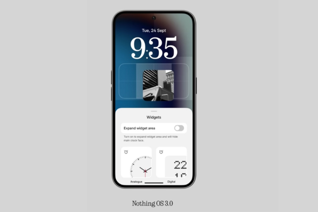 Với Nothing OS 3.0 bạn có thể thêm cả Widget ở màn hình khóa (Ảnh: Internet)