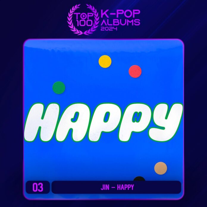 "Happy" của Jin BTS giành được vị trí thứ ba trong bảng xếp hạng (Ảnh: Internet)