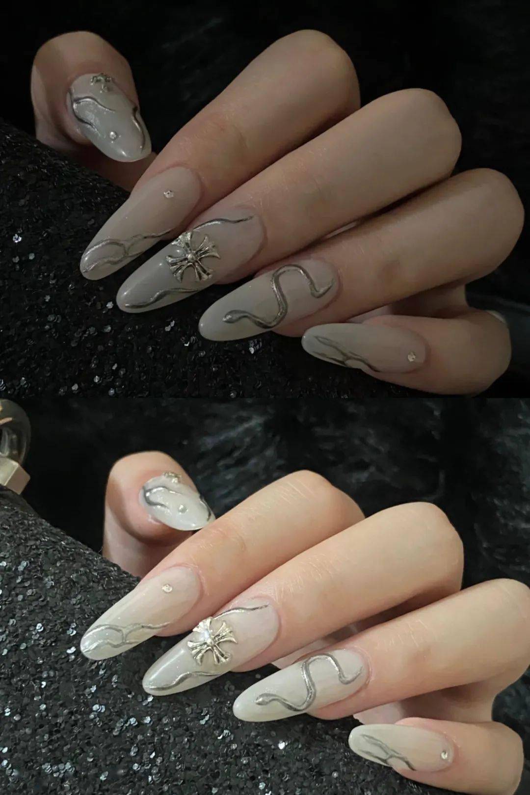 Mẫu nail 2025 đẹp hình rắn, đu trend Ất Tỵ (Ảnh: Internet)