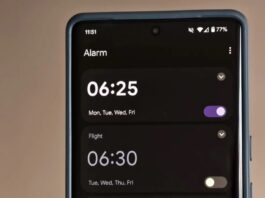 Tính năng báo thức trong ứng dụng đồng hồ của điện thoại Pixel (Ảnh: Internet)