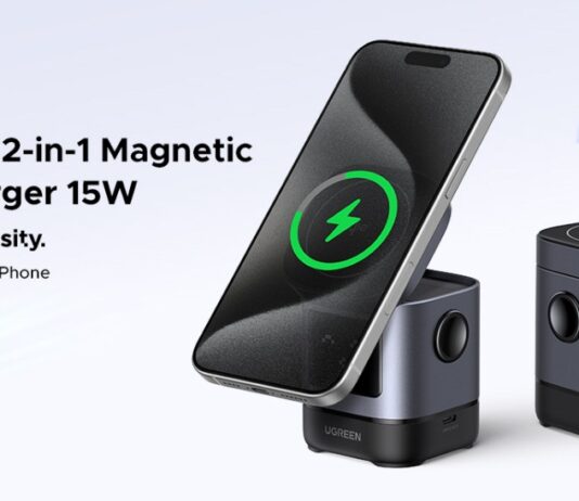 Bộ sạc không dây từ tính 2 trong 1 Ugreen Uno 15W (Ảnh: Internet)
